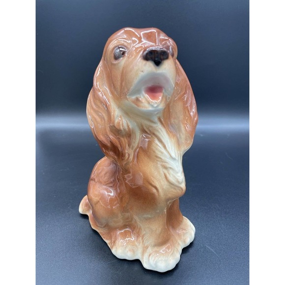 Vintage Royal Copley Cocker Spaniel Planter Brown Dog Figurine 1950’s - Picture 1 of 9